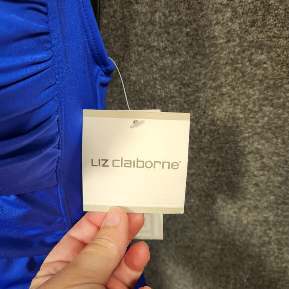 LIZ CLAIBORNE Blue Cobalt One Piece Swimsuit Swim Beach Womens 6 NWT FLAWED - Picture 5 of 10